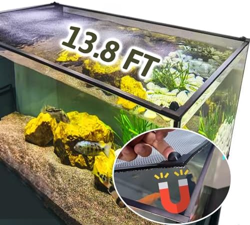 Akvarijní čističi |  13,8 stopy DIY magnetická síťka proti skákání pro akvárium, síťovina pro horní kryt akvária, víko akvária zabraňuje skákání ryb a plazů ven. Akvarijní čističi Akvarijní čističi