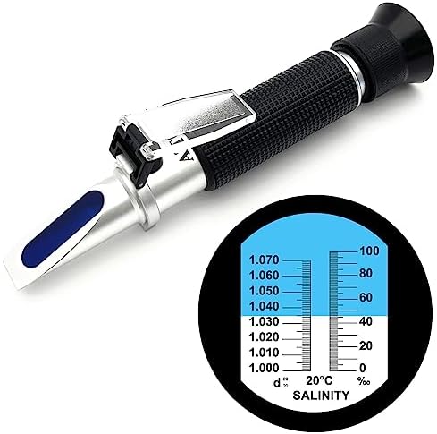 Akvarijní hydrometry |  Refraktometr pro slanost pro mořské akvarijní rybky 0-100 ppt a 1.000-1.070 slanost, salinometr s automatickou kompenzací teploty (ATC) Akvarijní hydrometry Akvarijní hydrometry