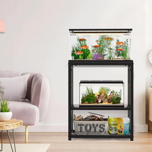 Akvarijní stojany |  Stojan na akvárium 1 galon, stojan na akvárium, 24,8″ D x 9,25″ Š, stojan na terarijní nádrž, nastavitelný kovový stojan na nádrž pro 1 akvárium do domácnosti nebo kanceláře, nosnost 30 kg. Akvarijní stojany Akvarijní stojany