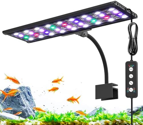 Akvarijní světla |  LED akvarijní osvětlení, 24/7 režim svítidlo na akvárium s paměťovou funkcí, DIY režim plnospektrálního osvětlení pro akvarijní rostliny, nastavitelný časovač/jas, IP68 vodotěsné pro akvária 16-24 palců, 18W Akvarijní světla Akvarijní světla