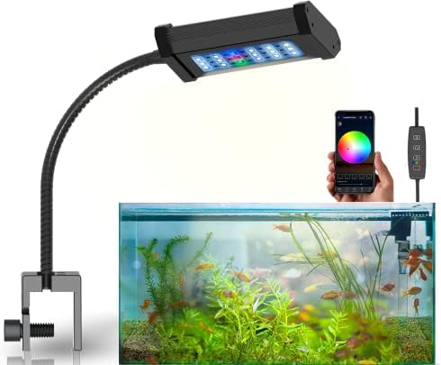 Akvarijní světla |  LED akvarijní osvětlení, klip na čerstvou vodu s nastavitelným husím krkem pro akvária s sladkovodními rybami, stmívatelné nano refugium osvětlení podporuje dálkové ovládání 2-kanálového WiFi (B10 sladkovodní) Akvarijní světla Akvarijní světla