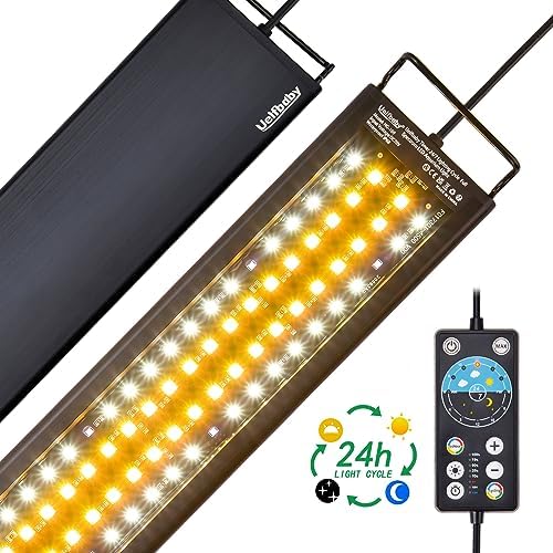 Akvarijní světla |  Super jasné LED akvarijní osvětlení 24/7 režim 24W pro akvária 18″-24″ (10/15/20 galonové akvárium), plnospektrální osvětlení akvária s nastavitelným časovačem zapnutí/vypnutí, 7 barev nastavitelná jasnost. Akvarijní světla Akvarijní světla