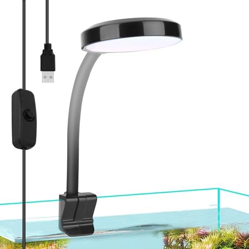 Akvarijní světla |  Svítidlo na akvárium s klipem, plnospektrální USB osvětlení pro rostlinná akvária, 3W nastavitelná lampa pro akvárium s pohyblivým ramenem. Akvarijní světla Akvarijní světla