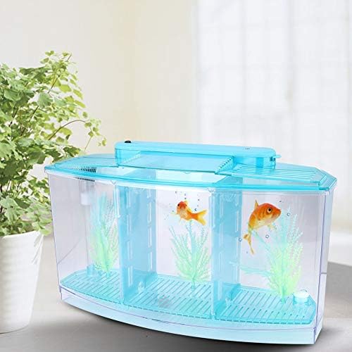 Chovné nádrže |  Mini akvarijní box na chov rybiček, akvarijní ryby LED akryl tři oddělení malých rybiček izolační inkubátor chovná líheň pro guppy, krevety, klaunovky a betty (modrá) Chovné nádrže Chovné nádrže