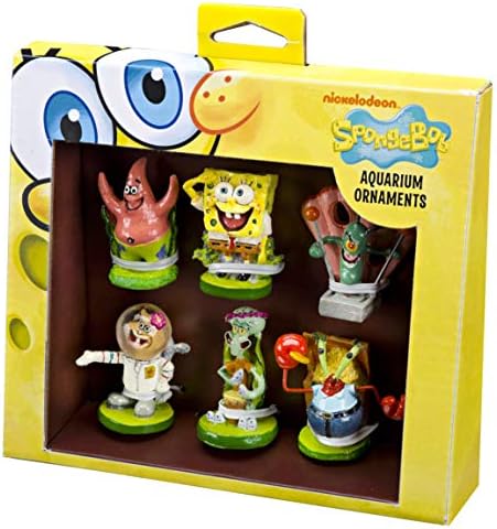 Dekorace do akvária |  Oficiálně licencovaný Spongebob 6dílný mini akváriový ornamentový set – skvělý pro slané a sladkovodní akvária Dekorace do akvária Dekorace do akvária